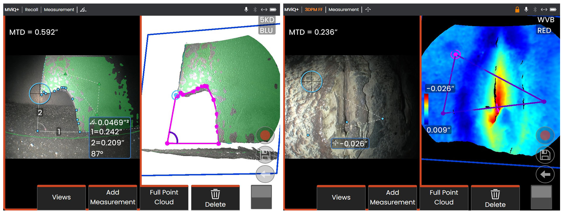 MVIQ+/XLG4+工業(yè)視頻內(nèi)窺鏡在燃?xì)廨啓C(jī)中的葉片缺失材料測(cè)量及缺陷深度測(cè)量